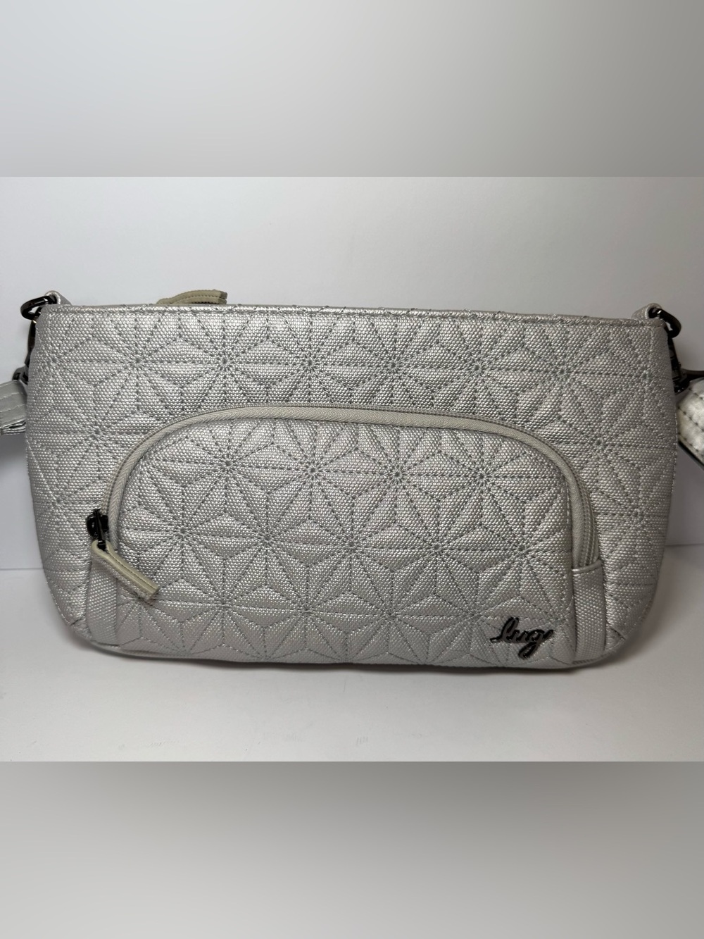 Lug "Flyer" Matte Luxe VL Convertible Crossbody Bag in the Metallic Silver